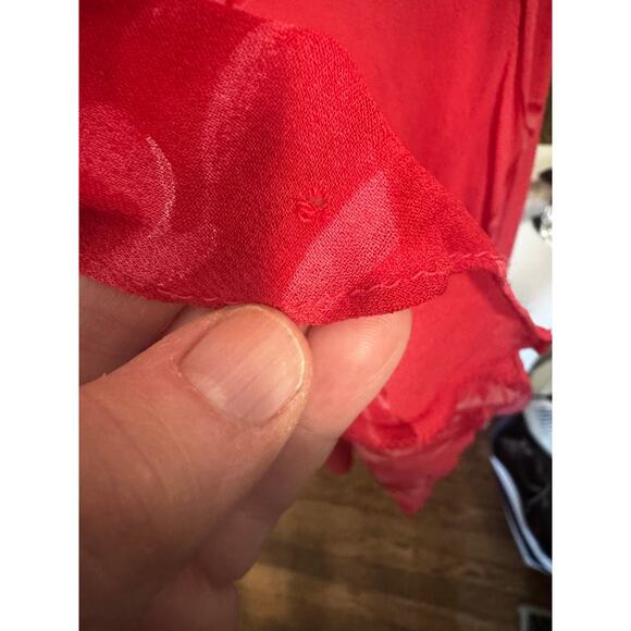 Paradise NY Pink Red Floral Beaded Midi Dress Bias Cut Y2K Romantic Boho (XL) - Picture 9 of 9